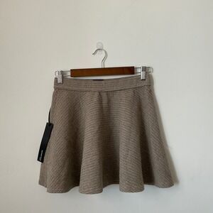 Earnest Sewn Louise Mini Skirt Womens 02 Beige Multi Stripe New Flared Skater